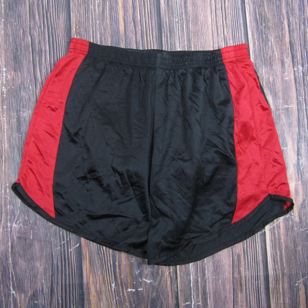 Game Gear Mens Medium Black Red Running Sweat Shorts 4" Inseam Athletic Made USA